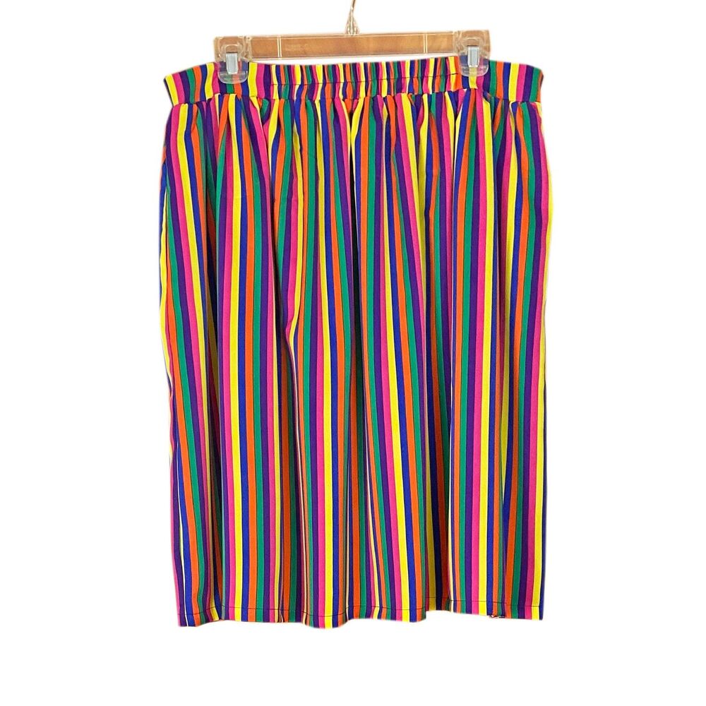 ModCloth More Than Charming A-Line Skirt Size L Ribbon Candy Stripes Pockets NEW - Picture 3 of 4